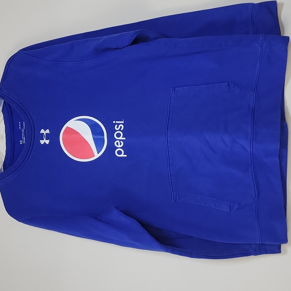 UNDER ARMOUR Blue PEPSI Cotton/Poly Crewneck Kangaroo Pocket Sweatshirt